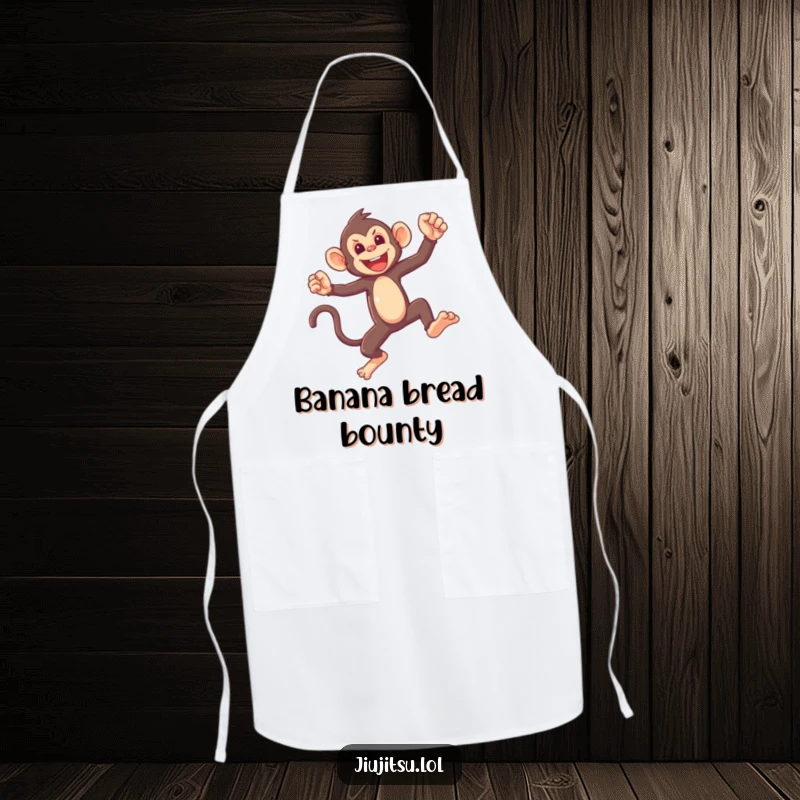 Funny Monkey Sparring Apron showing a mischievous monkey in a light sparring pose, ready for culinary battles with humorous flair.