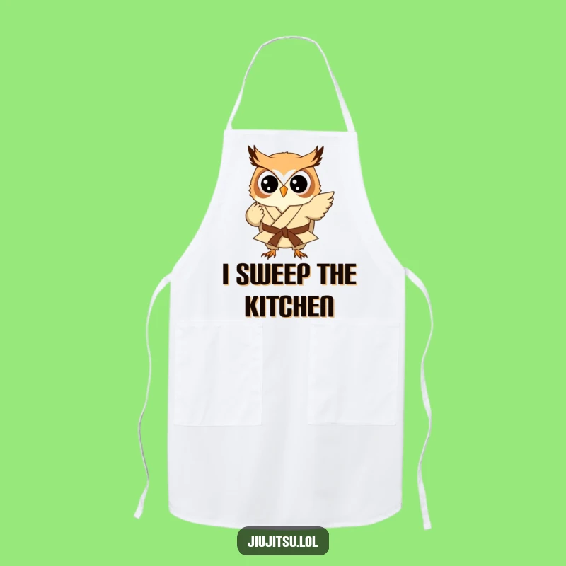 Funny Owl Judo Sweep Apron - Humorous Kitchen Martial Arts Gift