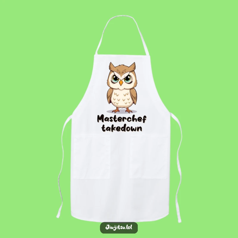 Funny Owl Takedown Apron: Kitchen Focus, Perfect Chef's Martial Arts Gift!
