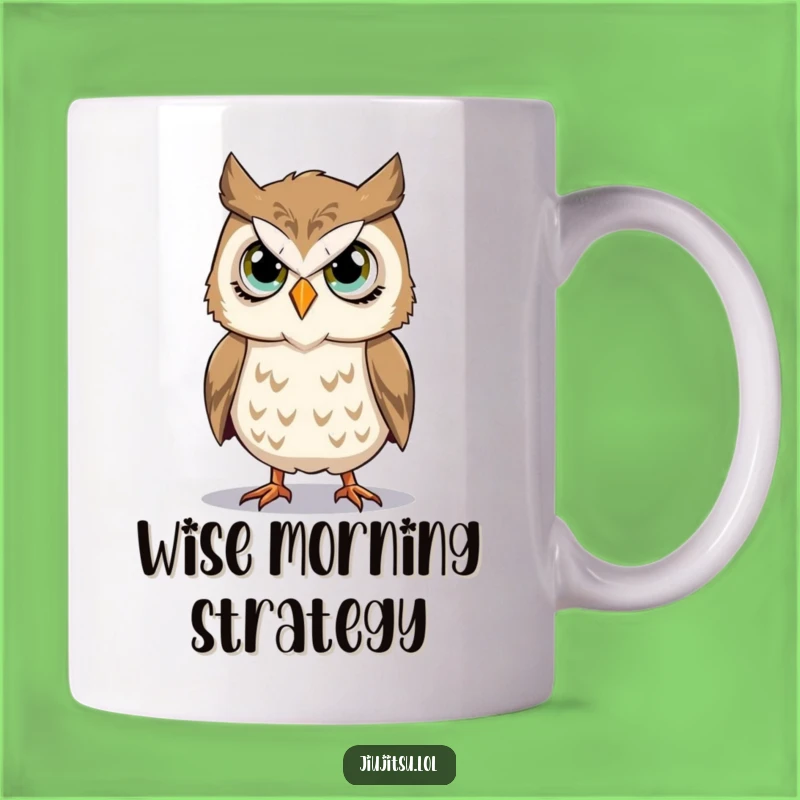 Funny Owl Takedown Mug: Stoic Bird Action, Perfect Martial Arts Gag Gift!