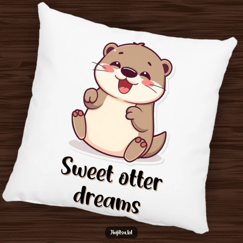 Funny Otter Pillow: Features a cheerful otter in a playful submission roll, looking delighted and bringing cozy comfort.