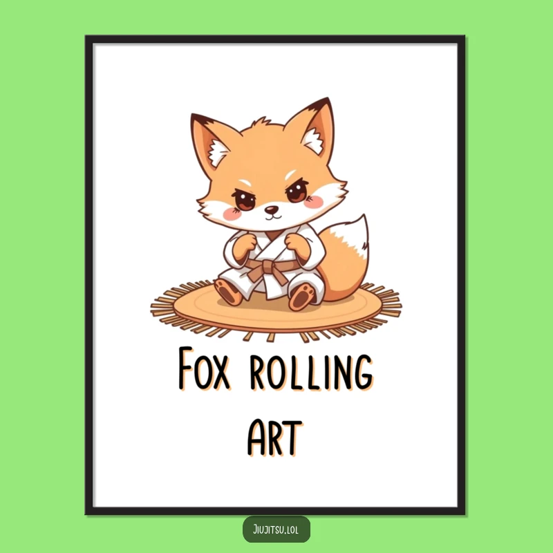 Funny Determined Fox Judo Digital Art Print - Humorous Instant Gift
