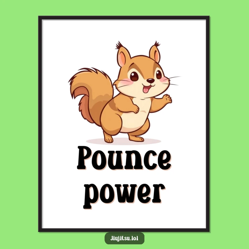 Funny Energetic Squirrel Judo Digital Art Print - Humorous Instant Gift