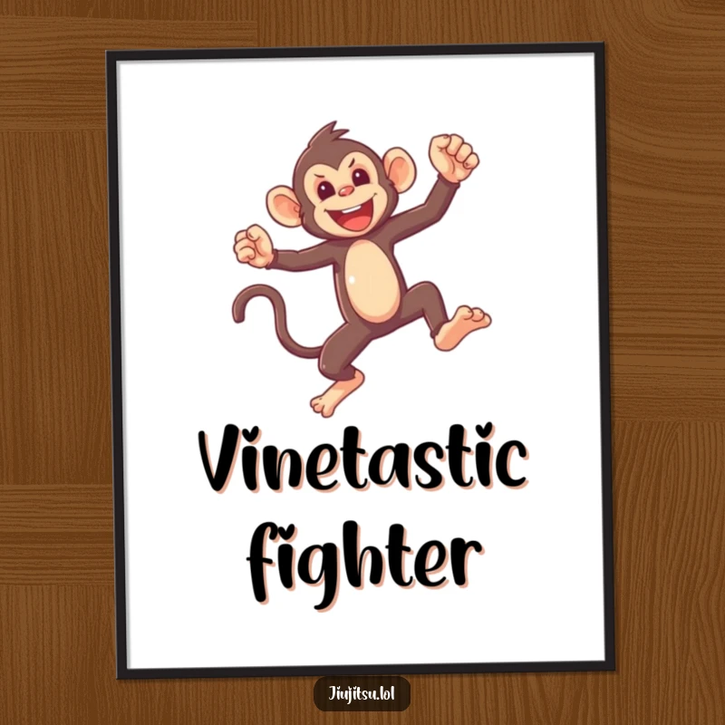 Funny Monkey Sparring Digital Art Print showing a mischievous monkey in a dynamic light sparring pose, perfect for instant humorous wall decor.