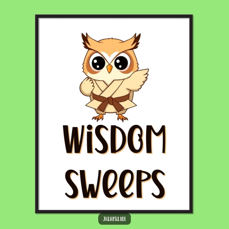 Funny Owl Judo Sweep Digital Art Print - Humorous Instant Gift