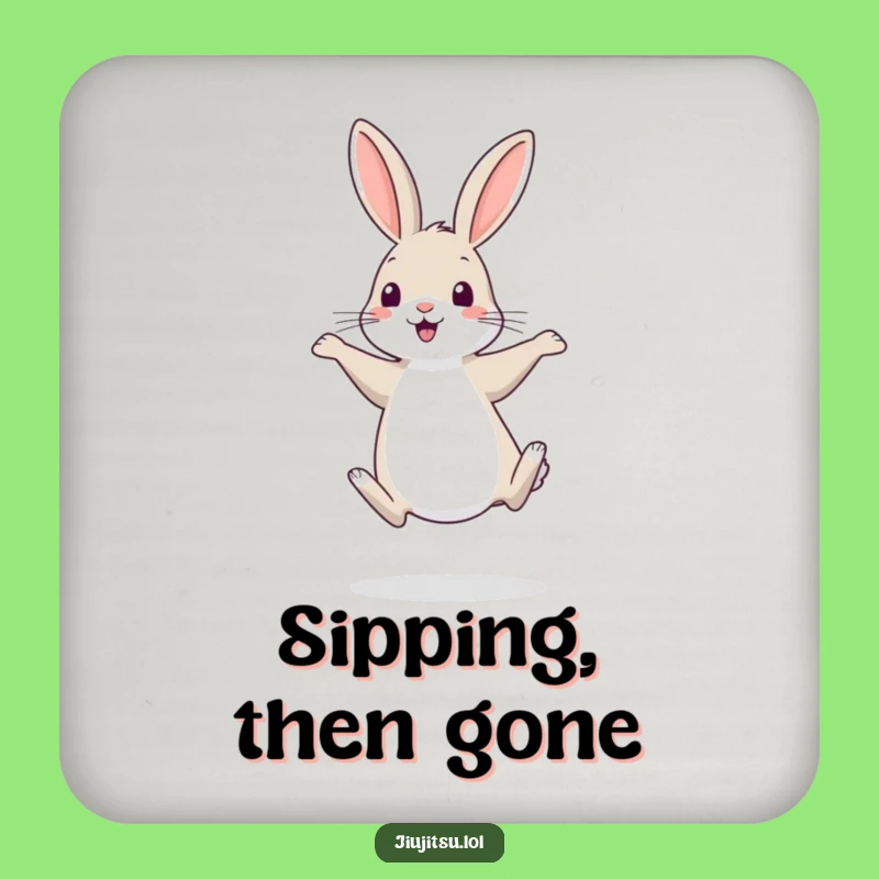 Funny Shy Rabbit Retreat Coaster: Timid Decor for Tables & Funny Gifts