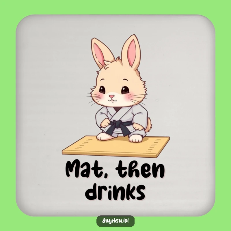 Funny Rabbit Judo Mat Study Drink Coaster - Humorous Table Protector Gift