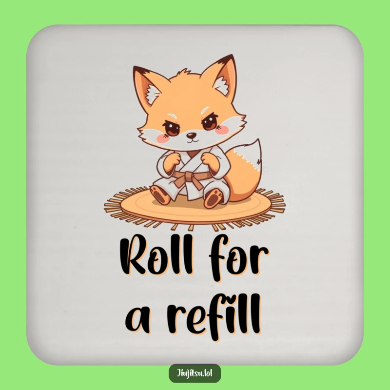 Funny Determined Fox Judo Drink Coaster - Humorous Table Protector Gift