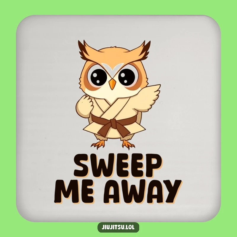 Funny Owl Judo Sweep Drink Coaster - Humorous Table Protector Gift