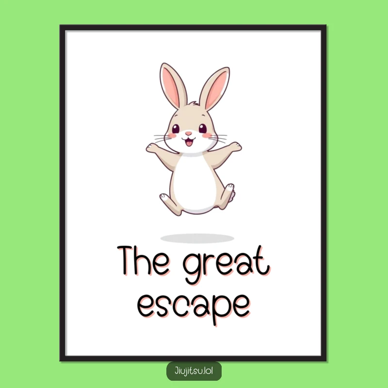 Funny Shy Rabbit Retreat Poster: Timid Wall Art for Animal Lovers & Funny Gifts