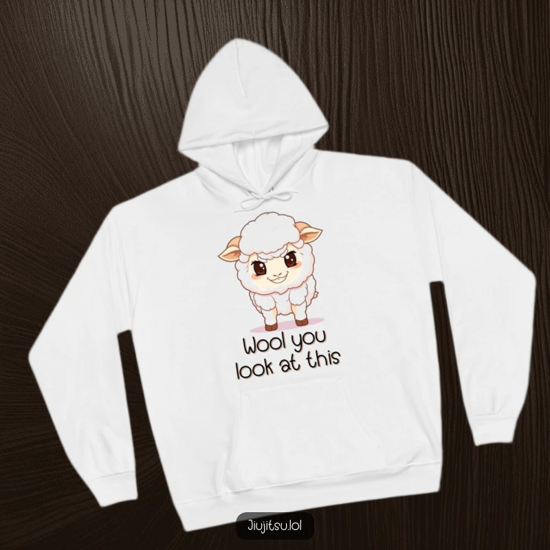 Funny Sheep Guard Hoodie featuring a determined fluffy sheep in a low guard stance, cozy and a funny gift.