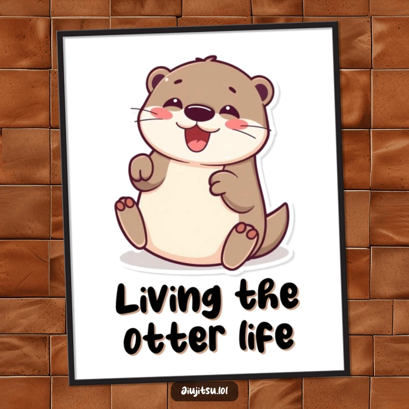 Funny Free Printable Wall Art: A delighted otter mid-roll, radiating pure happiness and playful charm, perfect for adding smiles to any room.