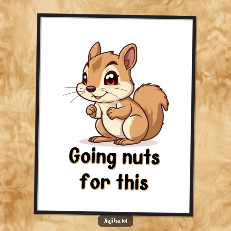 Funny Free Printable Wall Art: A curious squirrel in a playful crouch, eyes wide with anticipation, adding quirky charm to your walls.