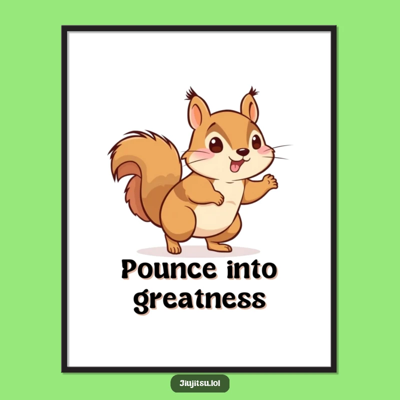 Funny Free Printable Wall Art: Energetic Squirrel Pounce - Dynamic Downloadable Decor Gift