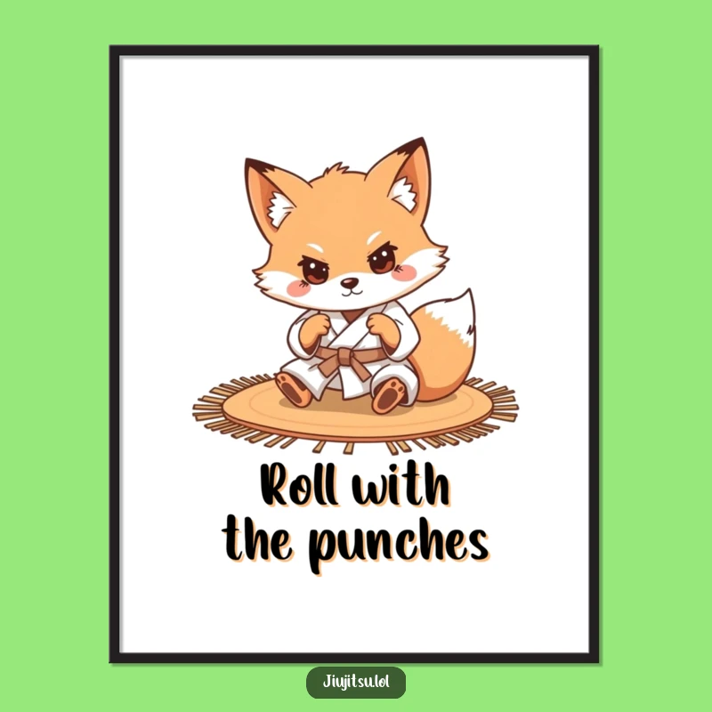 Funny Free Printable Wall Art: Fox Judo Roll - Dynamic Downloadable Decor Gift