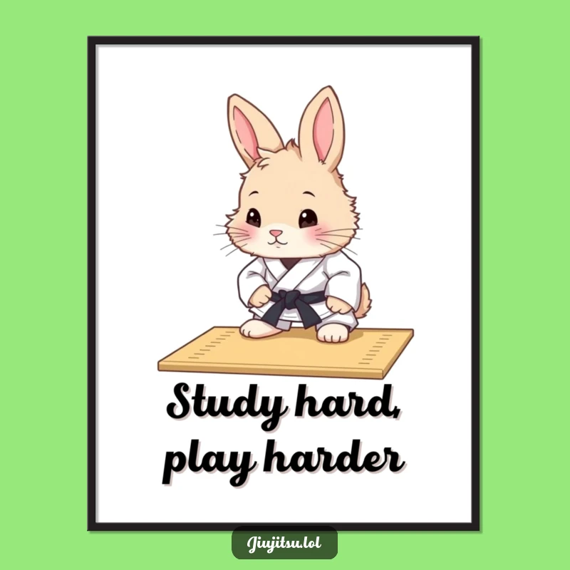 Funny Free Printable Wall Art: Curious Rabbit Judo Mat - Quirky Downloadable Decor Gift