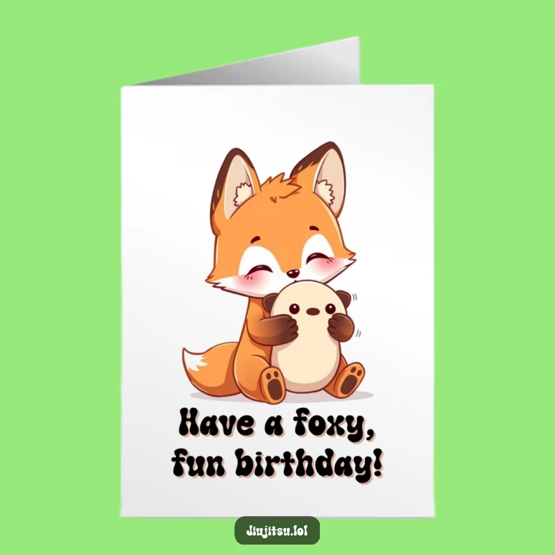 Free Printable Fox Birthday Card: Curious Fox Plush Toy Downloadable Gift