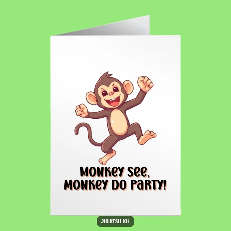 Free Printable Monkey Birthday Card: Funny Sparring Monkey Downloadable Gift for Kids