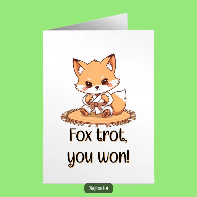 Free Printable Congrats Card: Determined Fox Judo Roll - Clever Downloadable Gift!