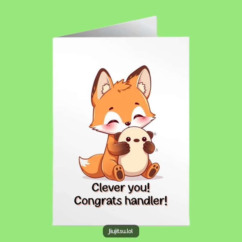 Free Printable Congrats Card: Curious Fox Submission Hold Downloadable Gift