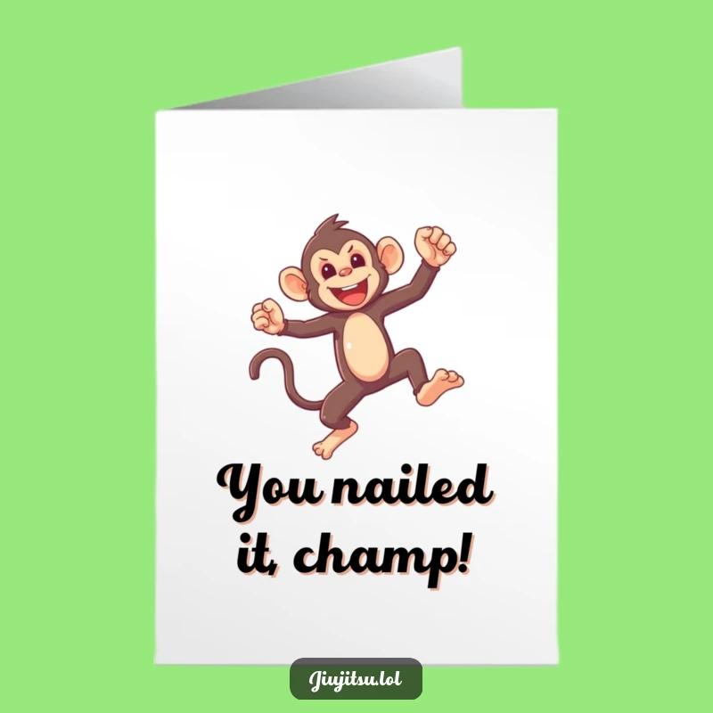 Free Printable Congratulations Card: Funny Monkey Sparring Champ Downloadable Gift