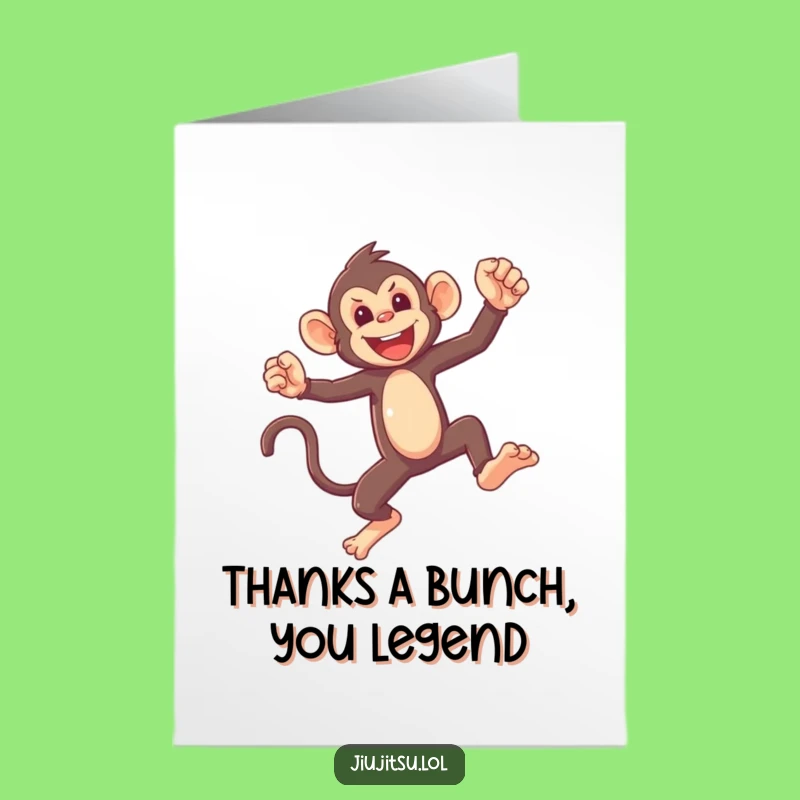 Free Printable Thank You Card: Funny Monkey Sparring for Your Gratitude Downloadable