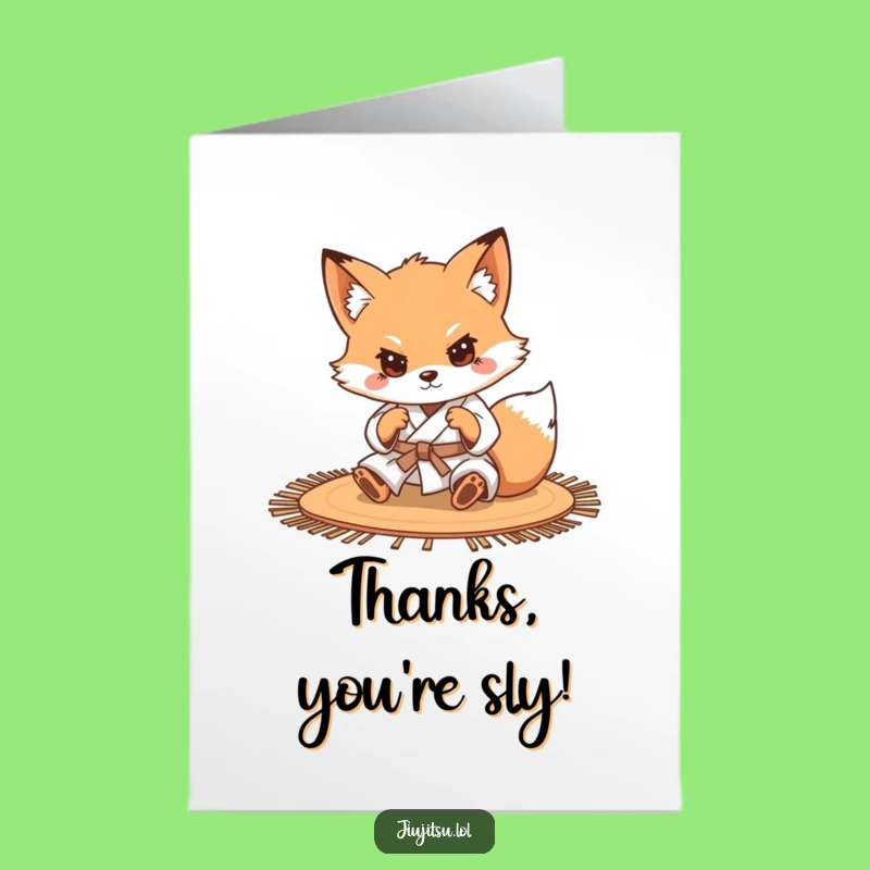 Humorous Free Printable Thank You Card: Fox Judo Roll - Print at Home Gift