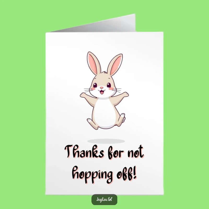 Free Printable Rabbit Thank You Card: Shy Bunny's Funny Exit Download for Thanks