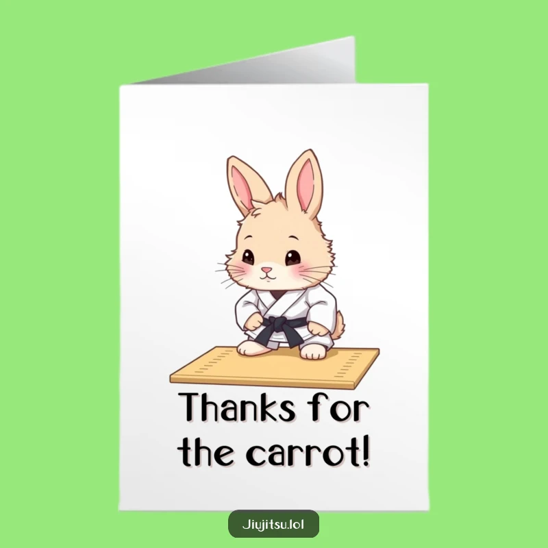 Humorous Free Printable Thank You Card: Rabbit Judo Mat - Print at Home Gift