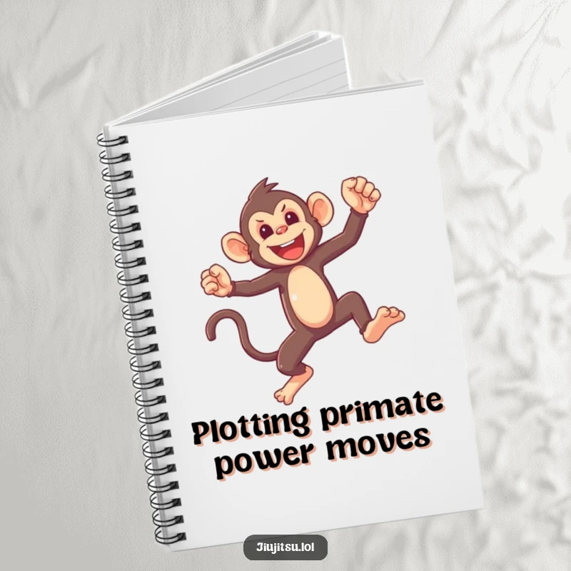 Funny Monkey Sparring Notebook featuring a mischievous monkey in a dynamic sparring pose, ideal for note-taking with a humorous twist.