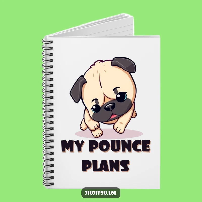 Funny Pug Pounce Notebook: Energetic Journal for Dog Lovers & Funny Gifts