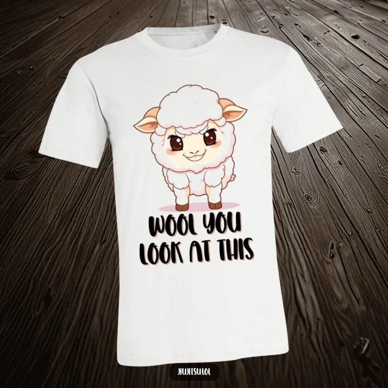 Funny Sheep Guard T-Shirt showing a determined fluffy sheep in a low guard stance, perfect for protectors and a funny gift.